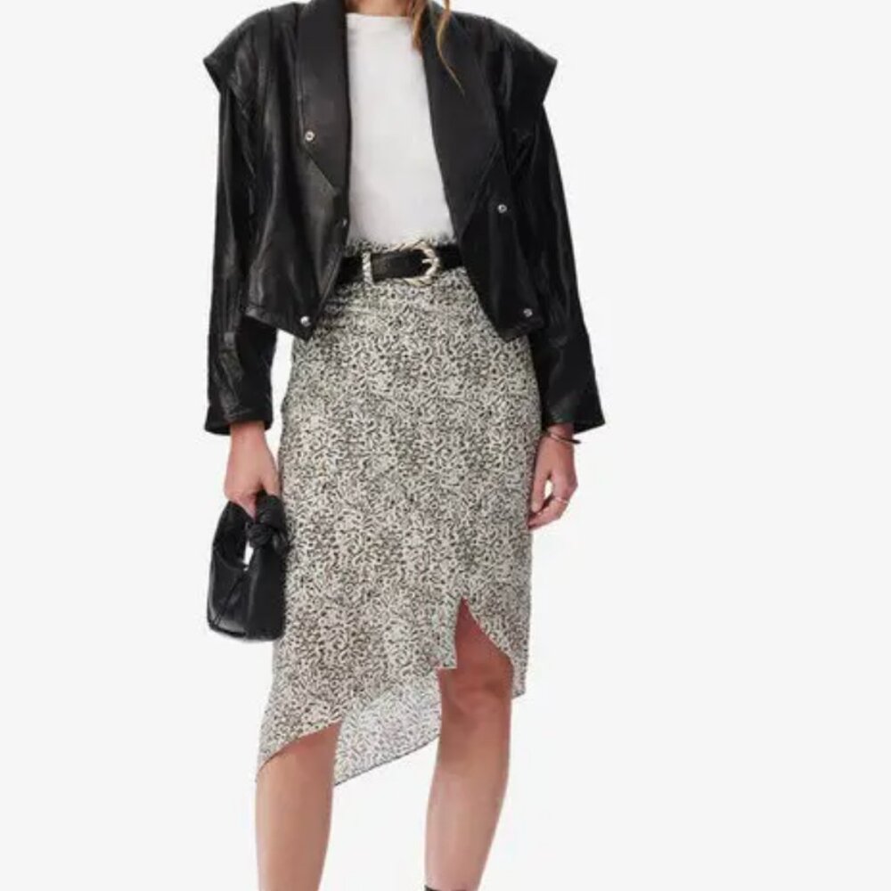 IRO Black and White Asymmetrical Midi Skirt, Size 34 (2)